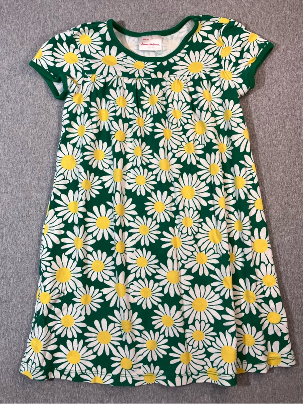 EUC Hanna Andersson Kids' Size 6-7 Pullover Dress Green Flowers